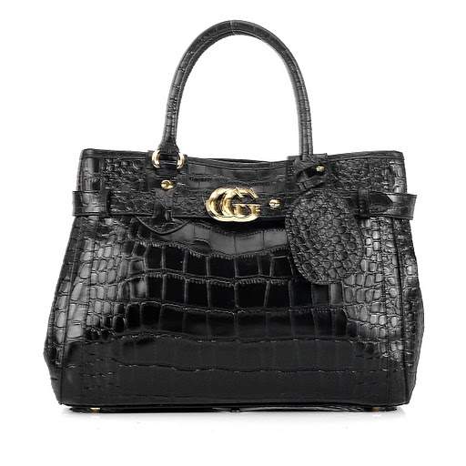 1:1 Gucci 247183 GG Running Medium Tote Bags-Black Crocodile